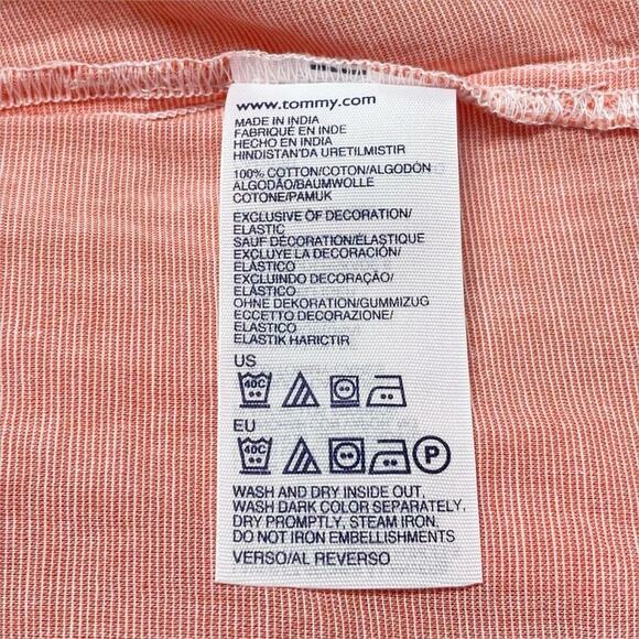 TOMMY HILFIGER 100% Cotton Boyfriend Long-Sleeve Roll Tab Popover Top Size L - Picture 8 of 8